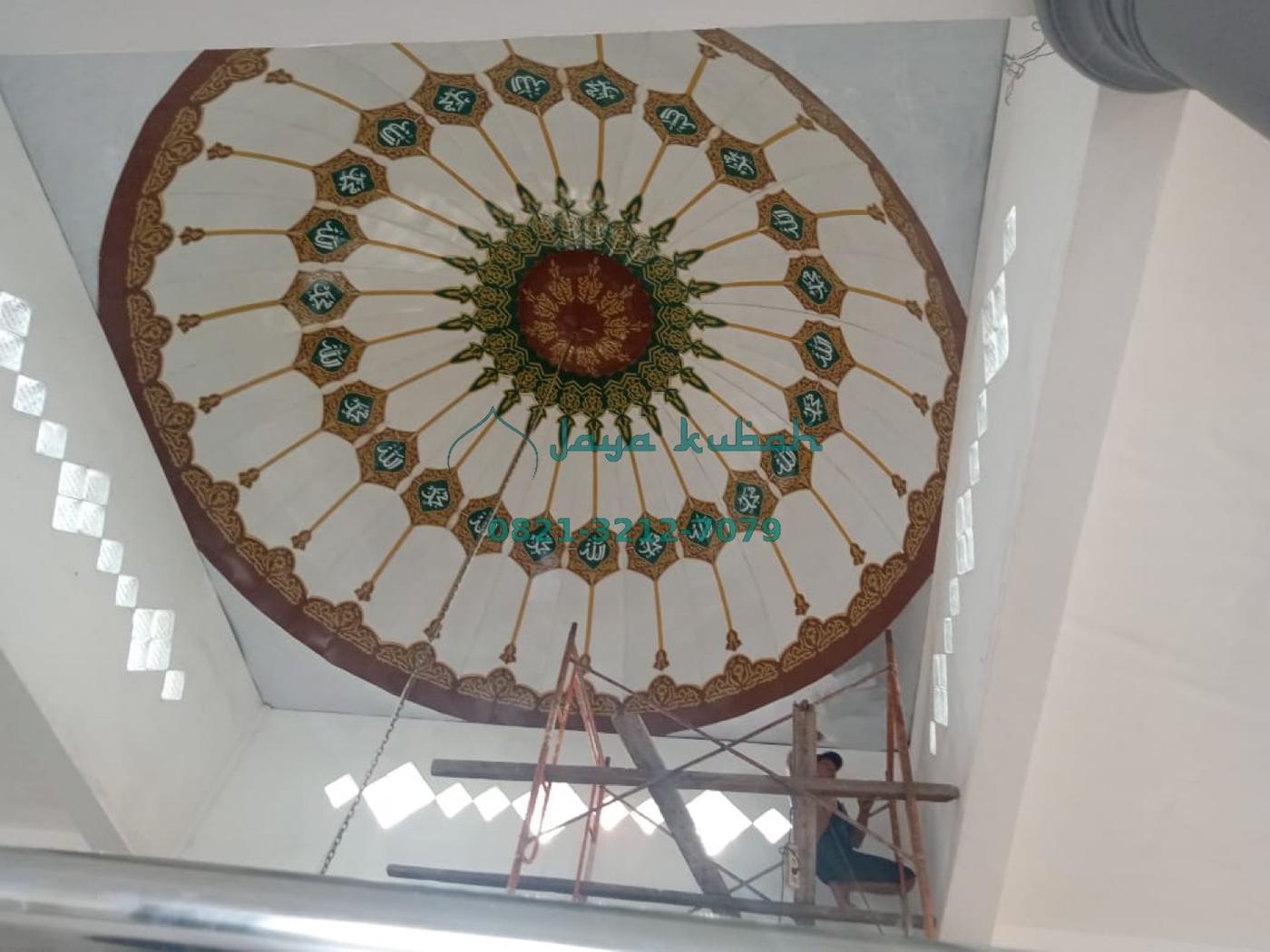Plafond kubah masjid putih emas hijau Jaya Kubah